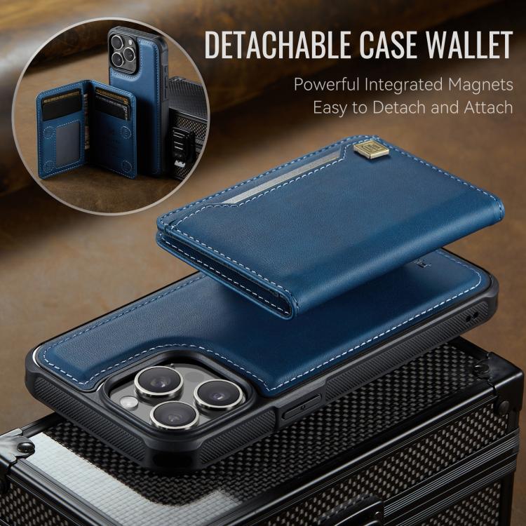 For iPhone 12 Pro AutSpace A13 MagSafe Magnetic RFID Flip Card Bag Phone Case(Blue) - iPhone 12 / 12 Pro Cases by AutSpace | Online Shopping UK | buy2fix