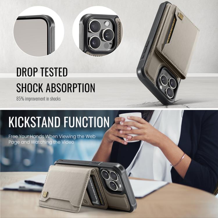 For iPhone 12 Pro AutSpace A13 MagSafe Magnetic RFID Flip Card Bag Phone Case(Grey) - iPhone 12 / 12 Pro Cases by AutSpace | Online Shopping UK | buy2fix