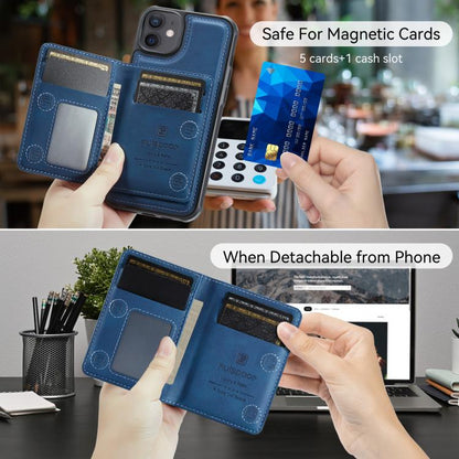 For iPhone 12 AutSpace A13 MagSafe Magnetic RFID Flip Card Bag Phone Case(Blue) - iPhone 12 / 12 Pro Cases by AutSpace | Online Shopping UK | buy2fix