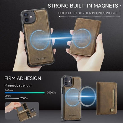 For iPhone 12 AutSpace A13 MagSafe Magnetic RFID Flip Card Bag Phone Case(Coffee) - iPhone 12 / 12 Pro Cases by AutSpace | Online Shopping UK | buy2fix
