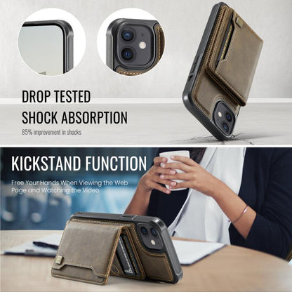 For iPhone 12 AutSpace A13 MagSafe Magnetic RFID Flip Card Bag Phone Case(Coffee) - iPhone 12 / 12 Pro Cases by AutSpace | Online Shopping UK | buy2fix