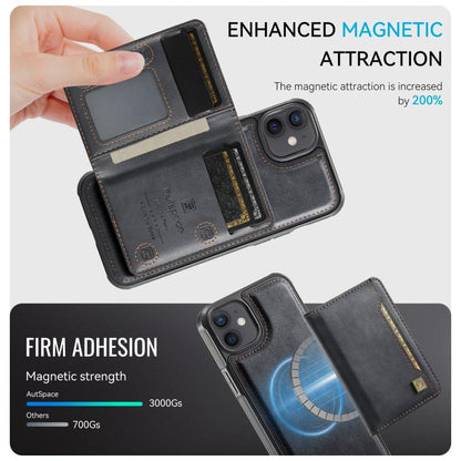 For iPhone 12 AutSpace A13 MagSafe Magnetic RFID Flip Card Bag Phone Case(Black) - iPhone 12 / 12 Pro Cases by AutSpace | Online Shopping UK | buy2fix