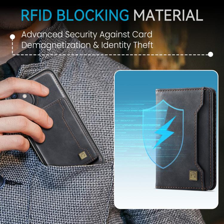 For iPhone 12 AutSpace A13 MagSafe Magnetic RFID Flip Card Bag Phone Case(Black) - iPhone 12 / 12 Pro Cases by AutSpace | Online Shopping UK | buy2fix