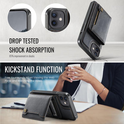 For iPhone 12 AutSpace A13 MagSafe Magnetic RFID Flip Card Bag Phone Case(Black) - iPhone 12 / 12 Pro Cases by AutSpace | Online Shopping UK | buy2fix