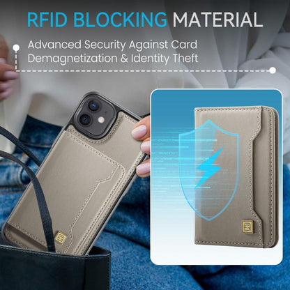 For iPhone 12 AutSpace A13 MagSafe Magnetic RFID Flip Card Bag Phone Case(Grey) - iPhone 12 / 12 Pro Cases by AutSpace | Online Shopping UK | buy2fix