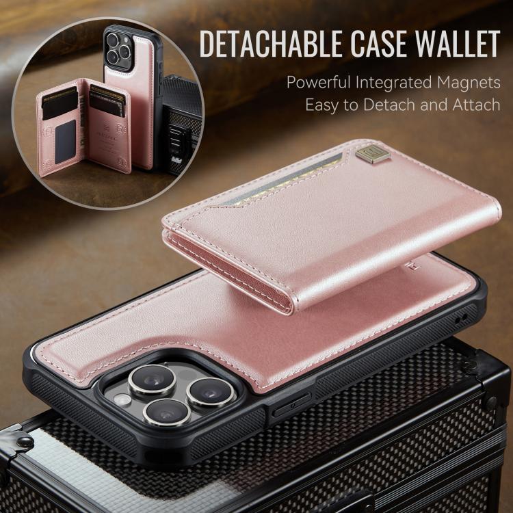 For iPhone 12 Pro Max AutSpace A13 MagSafe Magnetic RFID Flip Card Bag Phone Case(Rose Gold) - iPhone 12 Pro Max Cases by AutSpace | Online Shopping UK | buy2fix