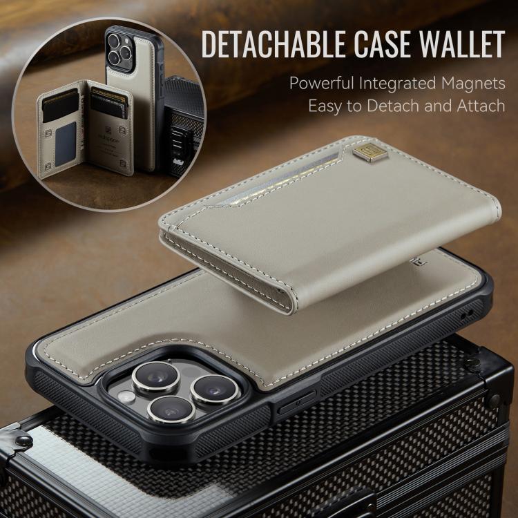 For iPhone 12 Pro Max AutSpace A13 MagSafe Magnetic RFID Flip Card Bag Phone Case(Grey) - iPhone 12 Pro Max Cases by AutSpace | Online Shopping UK | buy2fix