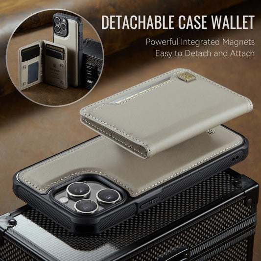 For iPhone 12 Pro Max AutSpace A13 MagSafe Magnetic RFID Flip Card Bag Phone Case(Grey) - iPhone 12 Pro Max Cases by AutSpace | Online Shopping UK | buy2fix