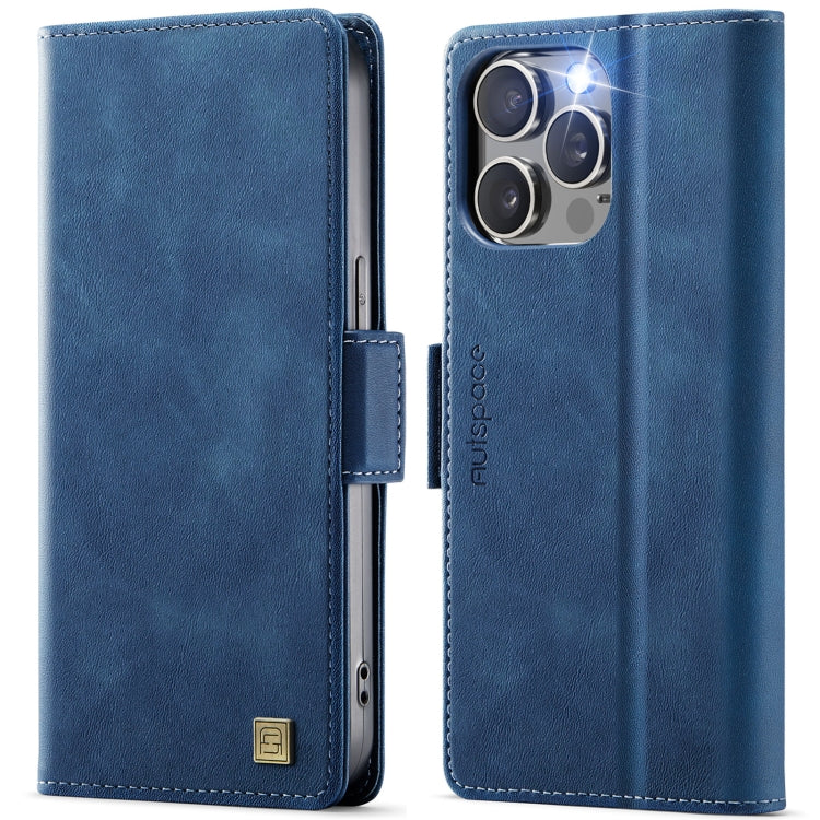 For iPhone 15 Pro Max AutSpace A11 Side Buckle MagSafe Magnetic RFID Phone Leather Case(Blue) - iPhone 15 Pro Max Cases by AutSpace | Online Shopping UK | buy2fix