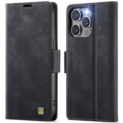 For iPhone 15 Pro AutSpace A11 Side Buckle MagSafe Magnetic RFID Phone Leather Case(Black) - iPhone 15 Pro Cases by AutSpace | Online Shopping UK | buy2fix