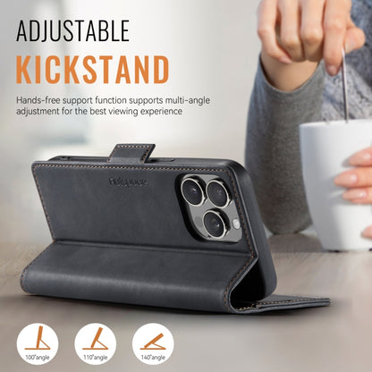 For iPhone 15 Pro AutSpace A11 Side Buckle MagSafe Magnetic RFID Phone Leather Case(Black) - iPhone 15 Pro Cases by AutSpace | Online Shopping UK | buy2fix