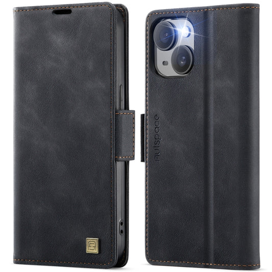 For iPhone 15 AutSpace A11 Side Buckle MagSafe Magnetic RFID Phone Leather Case(Black) - iPhone 15 Cases by AutSpace | Online Shopping UK | buy2fix