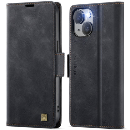 For iPhone 14 Plus AutSpace A11 Side Buckle MagSafe Magnetic RFID Phone Leather Case(Black) - iPhone 14 Plus Cases by AutSpace | Online Shopping UK | buy2fix