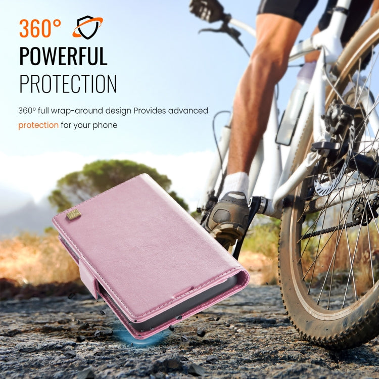 For iPhone 14 Pro AutSpace A11 Side Buckle MagSafe Magnetic RFID Phone Leather Case(Rose Gold) - iPhone 14 Pro Cases by AutSpace | Online Shopping UK | buy2fix