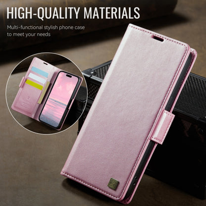 For iPhone 14 Pro AutSpace A11 Side Buckle MagSafe Magnetic RFID Phone Leather Case(Rose Gold) - iPhone 14 Pro Cases by AutSpace | Online Shopping UK | buy2fix