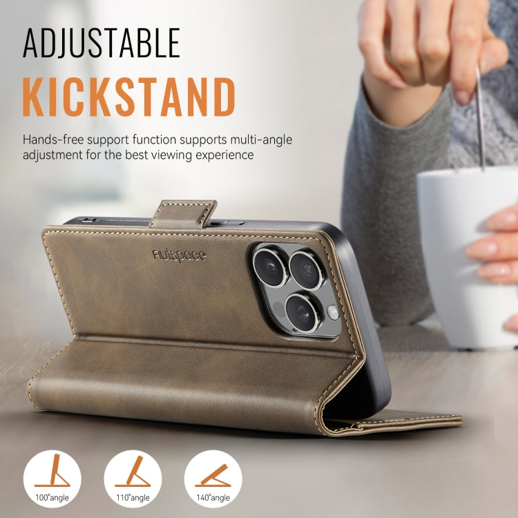 For iPhone 13 Pro Max AutSpace A11 Side Buckle MagSafe Magnetic RFID Phone Leather Case(Coffee) - iPhone 13 Pro Max Cases by AutSpace | Online Shopping UK | buy2fix