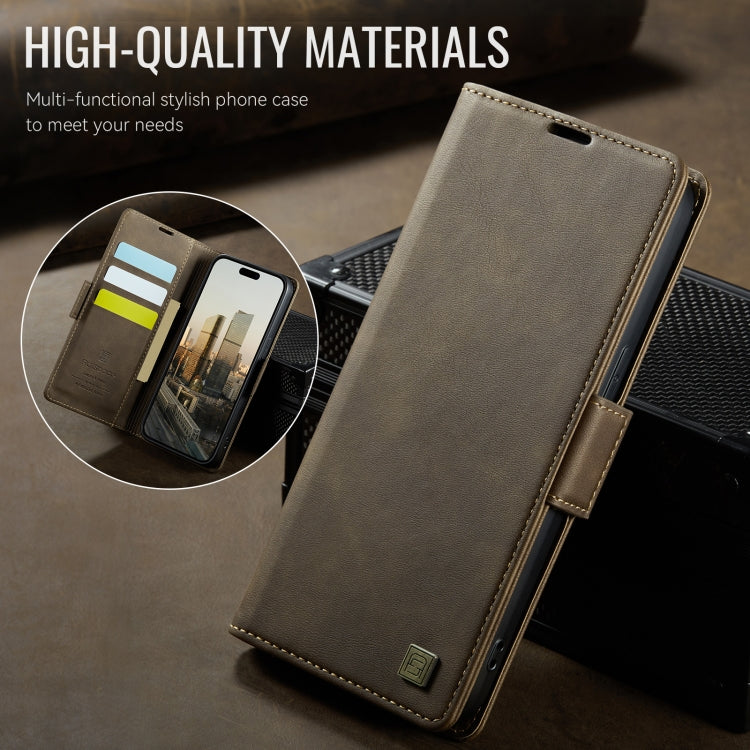 For iPhone 13 Pro Max AutSpace A11 Side Buckle MagSafe Magnetic RFID Phone Leather Case(Coffee) - iPhone 13 Pro Max Cases by AutSpace | Online Shopping UK | buy2fix