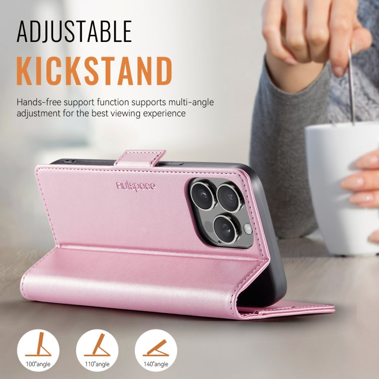 For iPhone 13 Pro AutSpace A11 Side Buckle MagSafe Magnetic RFID Phone Leather Case(Rose Gold) - iPhone 13 Pro Cases by AutSpace | Online Shopping UK | buy2fix
