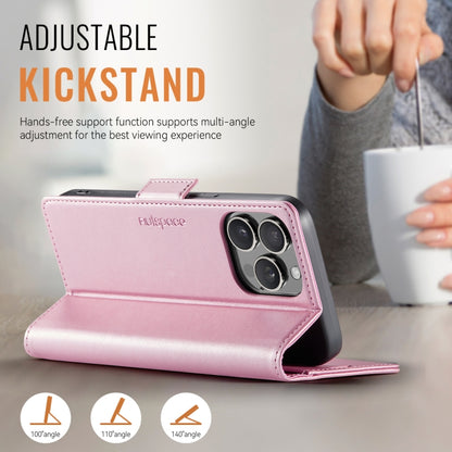 For iPhone 13 Pro AutSpace A11 Side Buckle MagSafe Magnetic RFID Phone Leather Case(Rose Gold) - iPhone 13 Pro Cases by AutSpace | Online Shopping UK | buy2fix