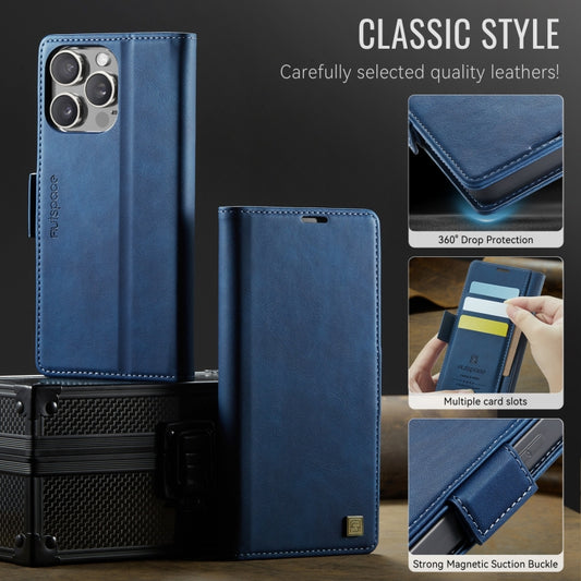 For iPhone 12 Pro Max AutSpace A11 Side Buckle MagSafe Magnetic RFID Phone Leather Case(Blue) - iPhone 12 Pro Max Cases by AutSpace | Online Shopping UK | buy2fix