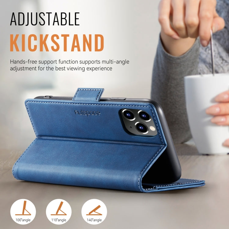 For iPhone 11 Pro Max AutSpace A11 Side Buckle MagSafe Magnetic RFID Phone Leather Case(Blue) - iPhone 11 Pro Max Cases by AutSpace | Online Shopping UK | buy2fix