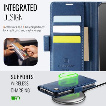 For iPhone 11 Pro Max AutSpace A11 Side Buckle MagSafe Magnetic RFID Phone Leather Case(Blue) - iPhone 11 Pro Max Cases by AutSpace | Online Shopping UK | buy2fix