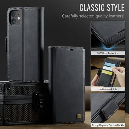 For iPhone 11 AutSpace A11 Side Buckle MagSafe Magnetic RFID Phone Leather Case(Black) - iPhone 11 Cases by AutSpace | Online Shopping UK | buy2fix