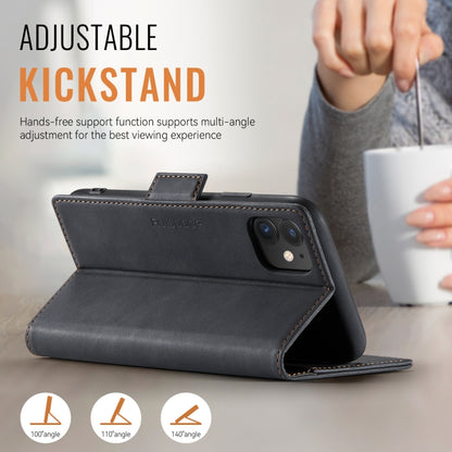 For iPhone 11 AutSpace A11 Side Buckle MagSafe Magnetic RFID Phone Leather Case(Black) - iPhone 11 Cases by AutSpace | Online Shopping UK | buy2fix