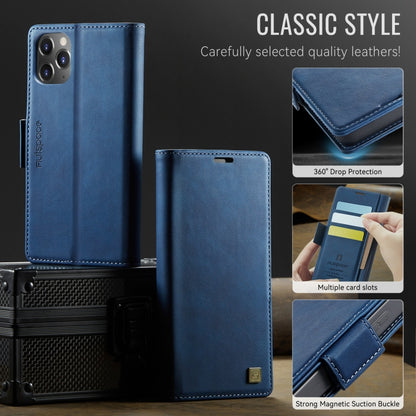 For iPhone 11 Pro AutSpace A11 Side Buckle MagSafe Magnetic RFID Phone Leather Case(Blue) - iPhone 11 Pro Cases by AutSpace | Online Shopping UK | buy2fix