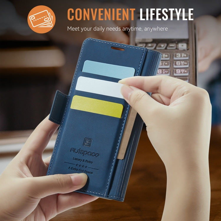 For iPhone 11 Pro AutSpace A11 Side Buckle MagSafe Magnetic RFID Phone Leather Case(Blue) - iPhone 11 Pro Cases by AutSpace | Online Shopping UK | buy2fix