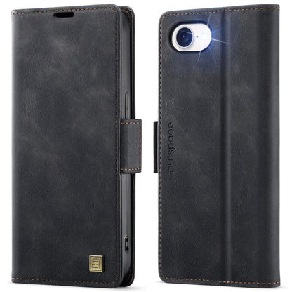 For iPhone 16e AutSpace A11 Side Buckle MagSafe Magnetic RFID Phone Leather Case(Black) - iPhone 16e Cases by AutSpace | Online Shopping UK | buy2fix