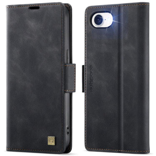 For iPhone 16e AutSpace A11 Side Buckle MagSafe Magnetic RFID Phone Leather Case(Black) - iPhone 16e Cases by AutSpace | Online Shopping UK | buy2fix