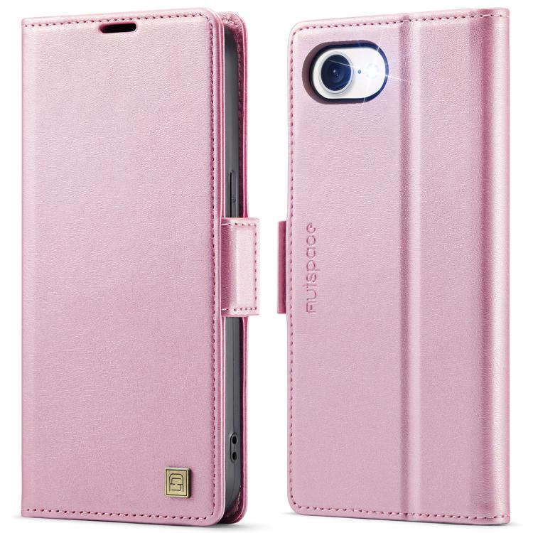 For iPhone 16e AutSpace A11 Side Buckle MagSafe Magnetic RFID Phone Leather Case(Rose Gold) - iPhone 16e Cases by AutSpace | Online Shopping UK | buy2fix