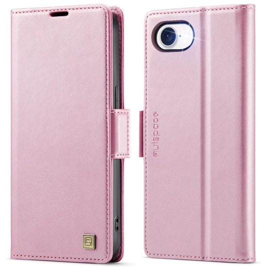 For iPhone 16e AutSpace A11 Side Buckle MagSafe Magnetic RFID Phone Leather Case(Rose Gold) - iPhone 16e Cases by AutSpace | Online Shopping UK | buy2fix