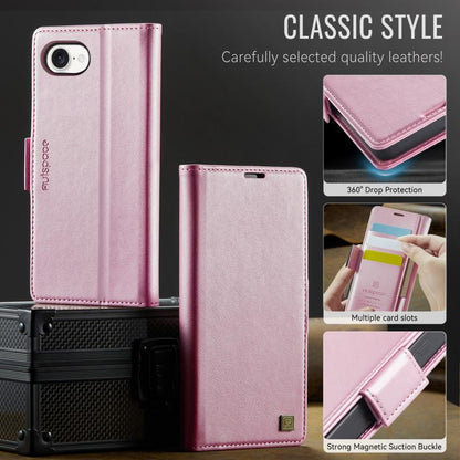 For iPhone 16e AutSpace A11 Side Buckle MagSafe Magnetic RFID Phone Leather Case(Rose Gold) - iPhone 16e Cases by AutSpace | Online Shopping UK | buy2fix