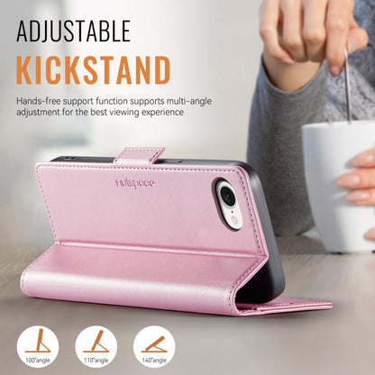 For iPhone 16e AutSpace A11 Side Buckle MagSafe Magnetic RFID Phone Leather Case(Rose Gold) - iPhone 16e Cases by AutSpace | Online Shopping UK | buy2fix