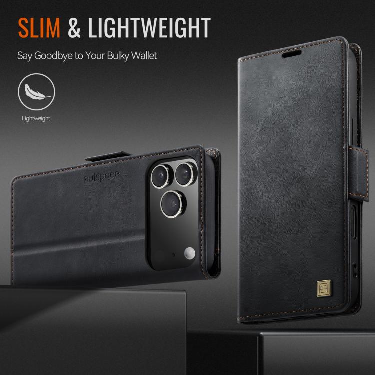 For iPhone 17 Pro Max AutSpace A11 Side Buckle MagSafe Magnetic RFID Phone Leather Case(Black) - iPhone 17 Pro Max Cases by AutSpace | Online Shopping UK | buy2fix