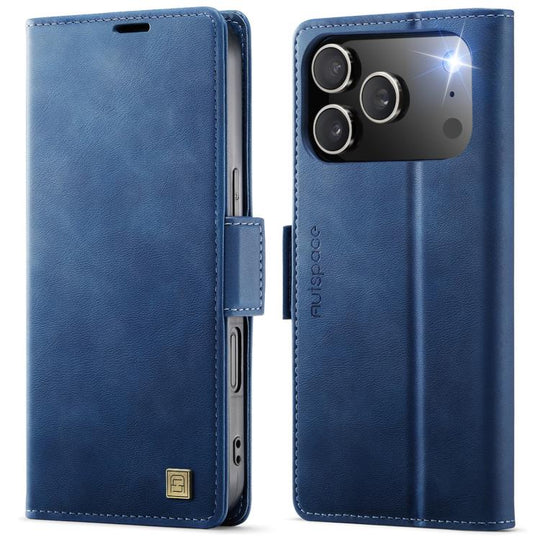 For iPhone 18 Pro Max / 17 Pro Max AutSpace A11 Side Buckle MagSafe Magnetic RFID Phone Leather Case(Blue)