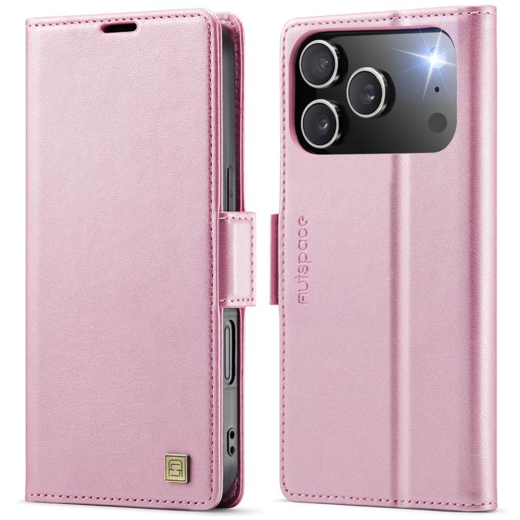For iPhone 17 Pro Max AutSpace A11 Side Buckle MagSafe Magnetic RFID Phone Leather Case(Rose Gold) - iPhone 17 Pro Max Cases by AutSpace | Online Shopping UK | buy2fix