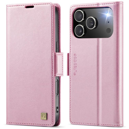 For iPhone 17 Pro Max AutSpace A11 Side Buckle MagSafe Magnetic RFID Phone Leather Case(Rose Gold) - iPhone 17 Pro Max Cases by AutSpace | Online Shopping UK | buy2fix