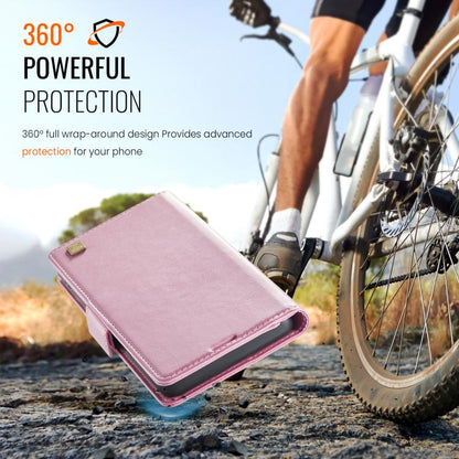 For iPhone 17 Pro Max AutSpace A11 Side Buckle MagSafe Magnetic RFID Phone Leather Case(Rose Gold) - iPhone 17 Pro Max Cases by AutSpace | Online Shopping UK | buy2fix