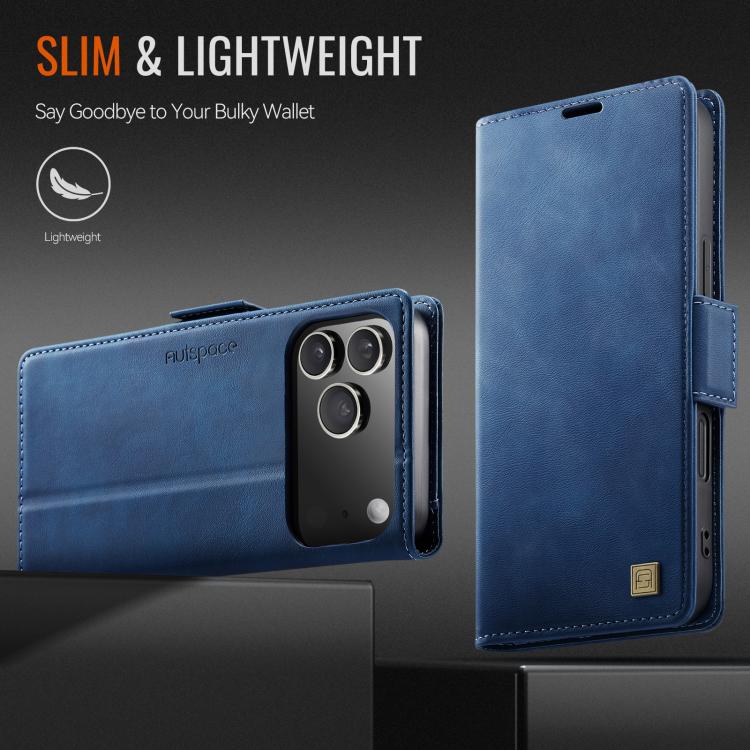 For iPhone 17 Pro AutSpace A11 Side Buckle MagSafe Magnetic RFID Phone Leather Case(Blue) - iPhone 17 Pro Cases by AutSpace | Online Shopping UK | buy2fix