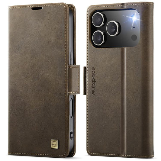 For iPhone 17 Pro AutSpace A11 Side Buckle MagSafe Magnetic RFID Phone Leather Case(Coffee) - iPhone 17 Pro Cases by AutSpace | Online Shopping UK | buy2fix