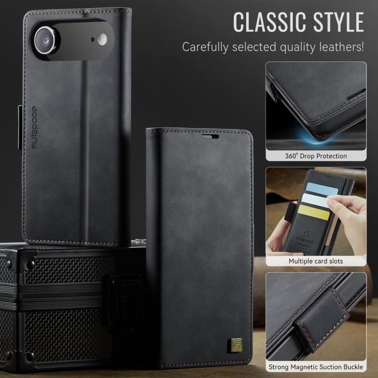 For iPhone Air AutSpace A11 Side Buckle MagSafe Magnetic RFID Phone Leather Case(Black) - iPhone Air Cases by AutSpace | Online Shopping UK | buy2fix