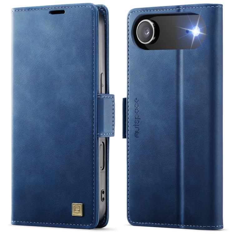 For iPhone Air AutSpace A11 Side Buckle MagSafe Magnetic RFID Phone Leather Case(Blue) - iPhone Air Cases by AutSpace | Online Shopping UK | buy2fix