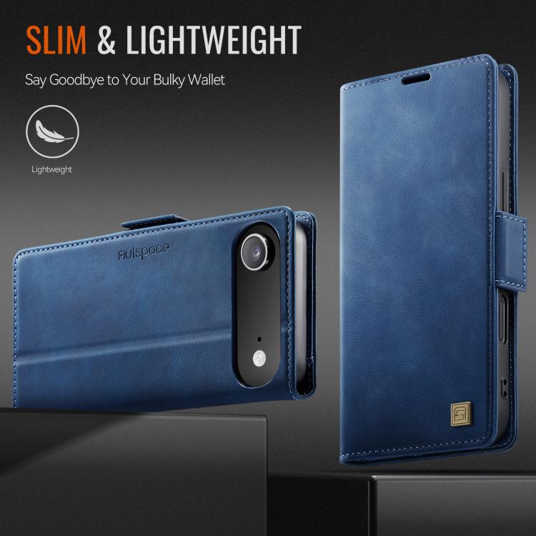 For iPhone Air AutSpace A11 Side Buckle MagSafe Magnetic RFID Phone Leather Case(Blue) - iPhone Air Cases by AutSpace | Online Shopping UK | buy2fix