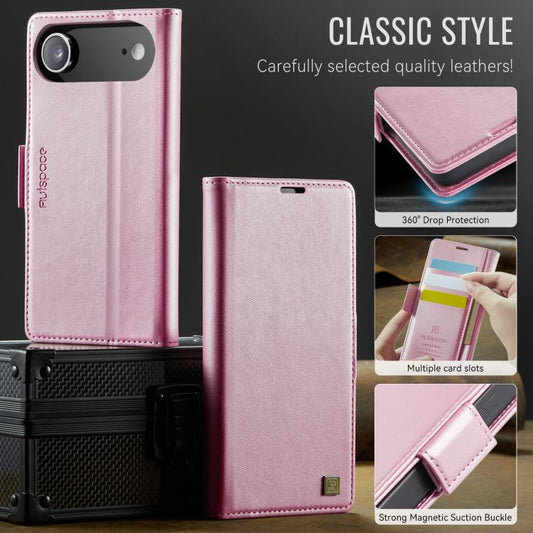 For iPhone Air AutSpace A11 Side Buckle MagSafe Magnetic RFID Phone Leather Case(Rose Gold) - iPhone Air Cases by AutSpace | Online Shopping UK | buy2fix