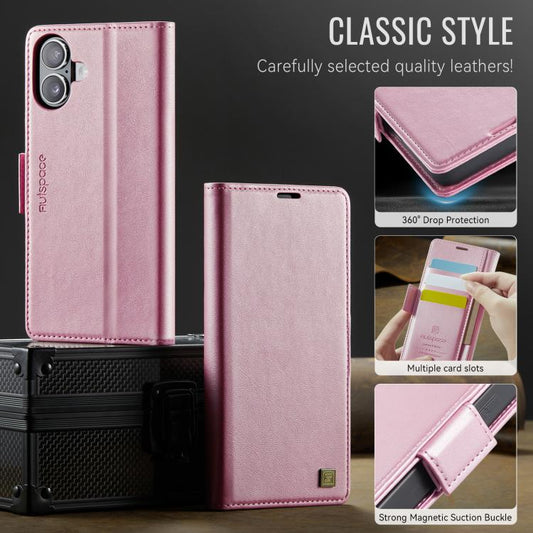 For iPhone 17 AutSpace A11 Side Buckle MagSafe Magnetic RFID Phone Leather Case(Rose Gold) - iPhone 17 Cases by AutSpace | Online Shopping UK | buy2fix