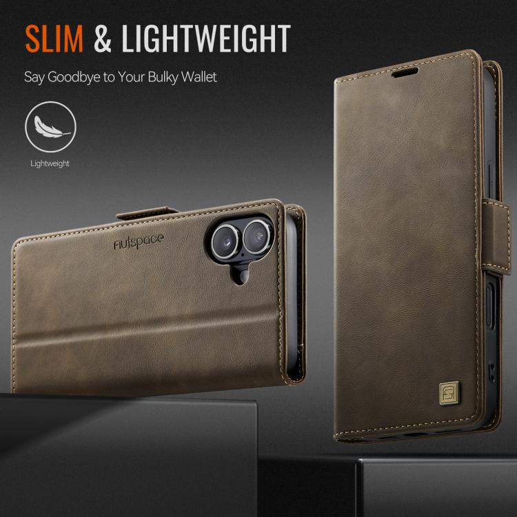 For iPhone 17 AutSpace A11 Side Buckle MagSafe Magnetic RFID Phone Leather Case(Coffee) - iPhone 17 Cases by AutSpace | Online Shopping UK | buy2fix