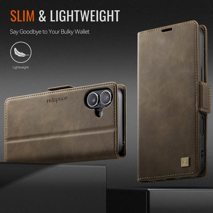 For iPhone 17 AutSpace A11 Side Buckle MagSafe Magnetic RFID Phone Leather Case(Coffee) - iPhone 17 Cases by AutSpace | Online Shopping UK | buy2fix